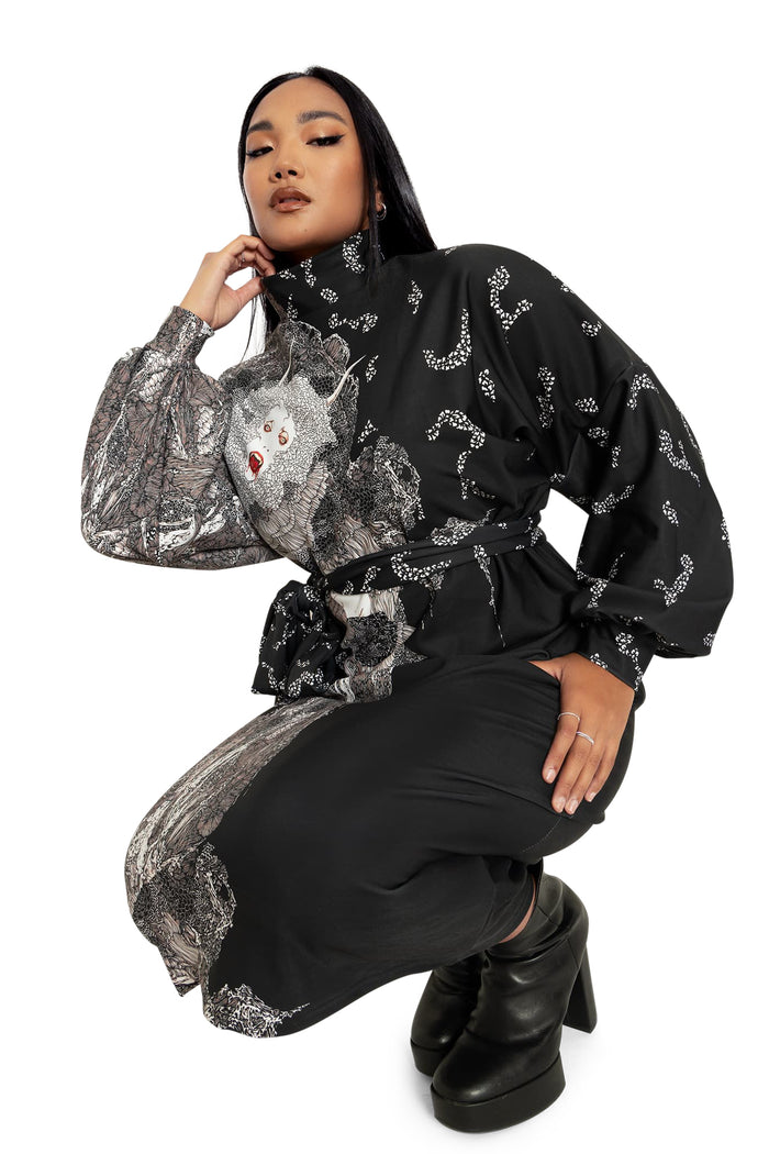 BlackMilk Clothing - Takato Yamamoto Vampire Spellbound Batwing Sleeve Midaxi Dress