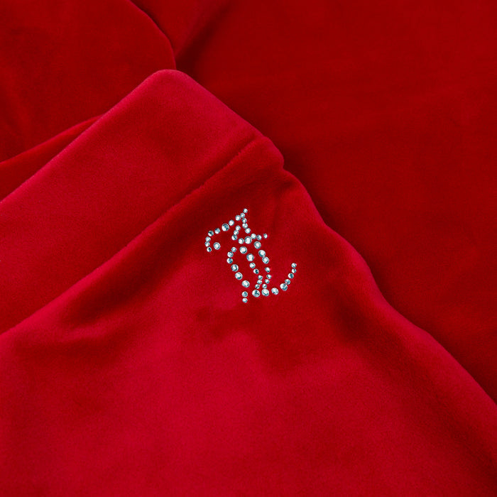 Velour Flare Slit Womens Track Pants (Red)