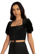 BlackMilk Clothing - Velvet Black Renaissance Top