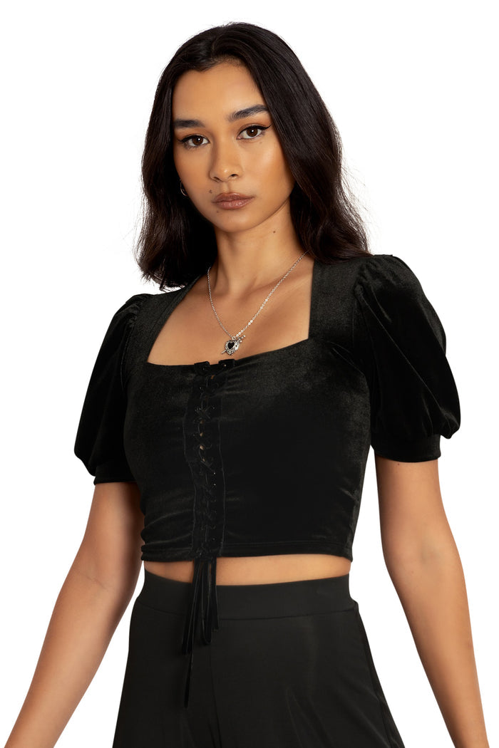BlackMilk Clothing - Velvet Black Renaissance Top