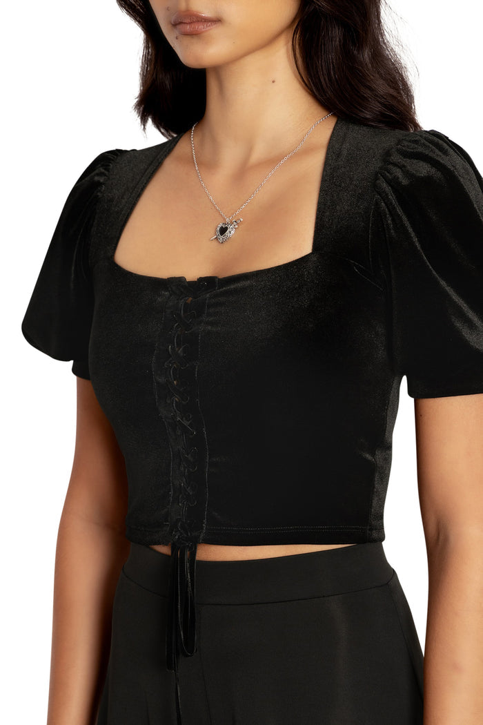 BlackMilk Clothing - Velvet Black Renaissance Top