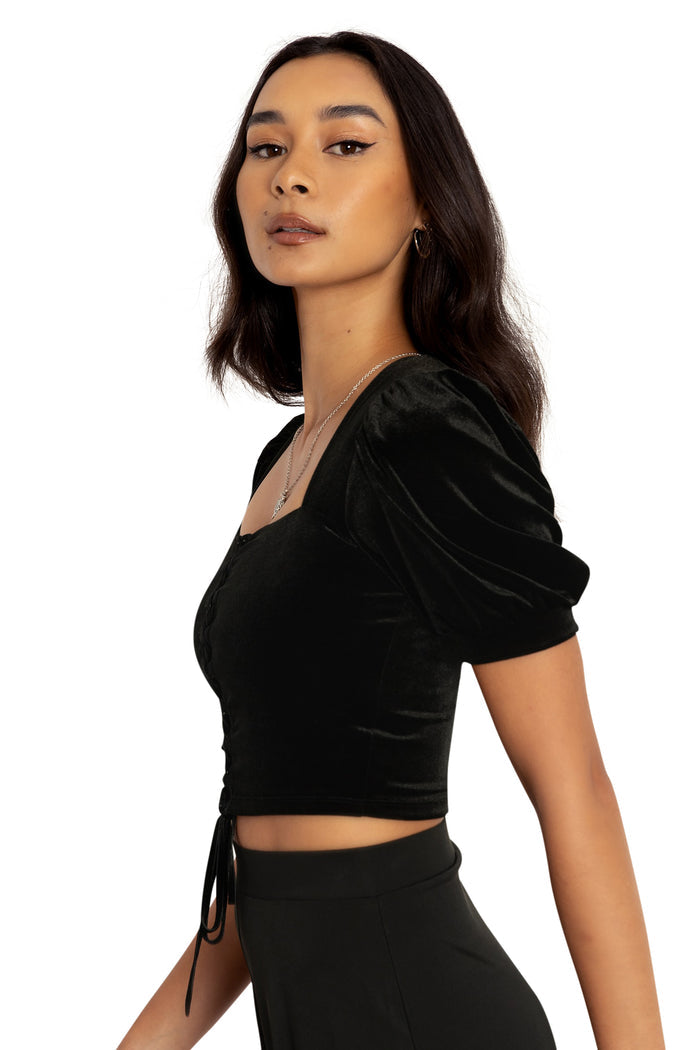 BlackMilk Clothing - Velvet Black Renaissance Top