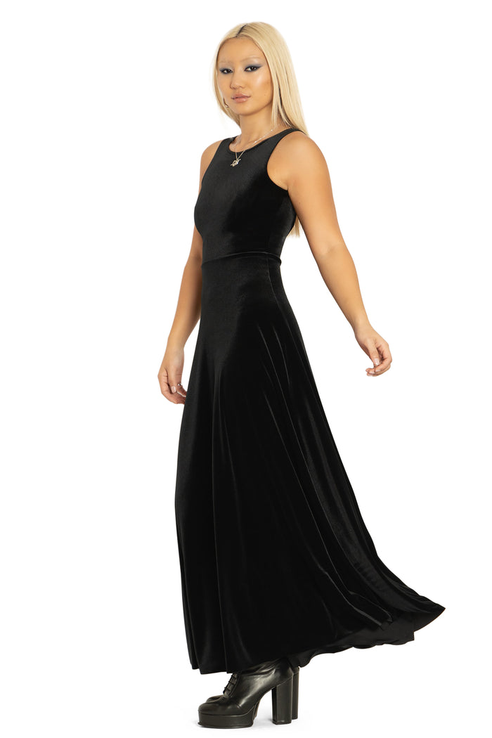 BlackMilk Clothing - Velvet Black Underbust Maxi Dress