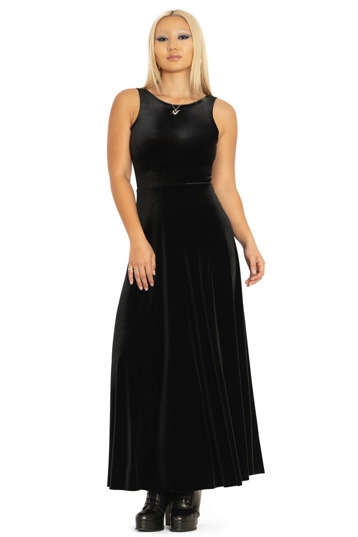BlackMilk Clothing - Velvet Black Underbust Maxi Dress
