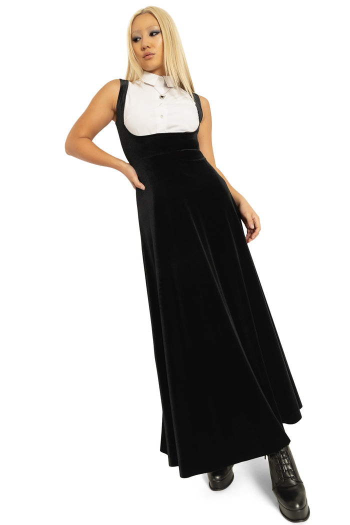 BlackMilk Clothing - Velvet Black Underbust Maxi Dress