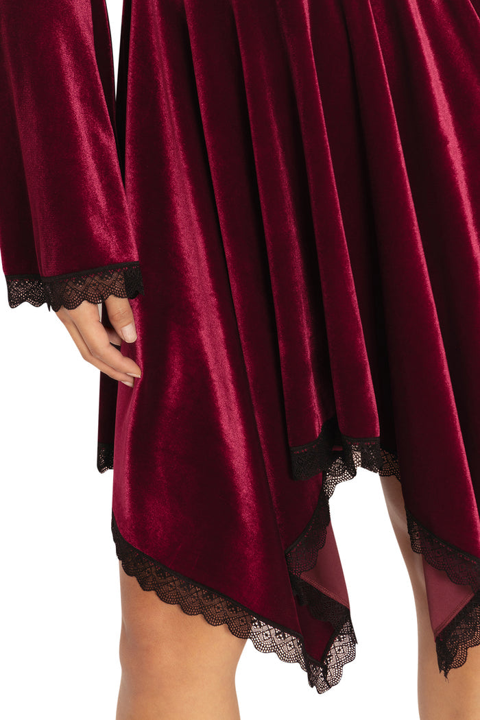 BlackMilk Clothing - Velvet Wine Spectre Waterfall Dress