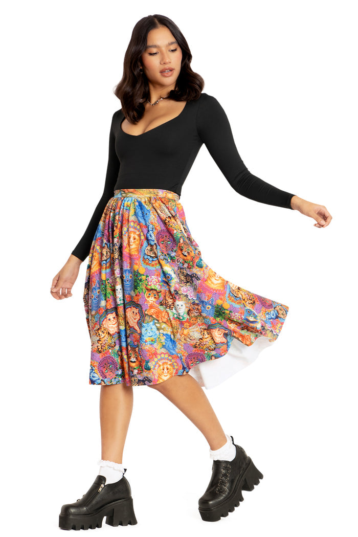 BlackMilk Clothing - Wain's Cats Pocket Midi Skirt