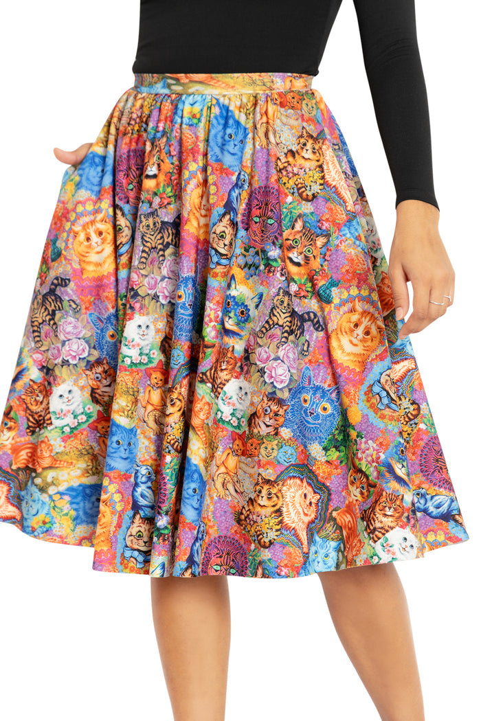 BlackMilk Clothing - Wain's Cats Pocket Midi Skirt