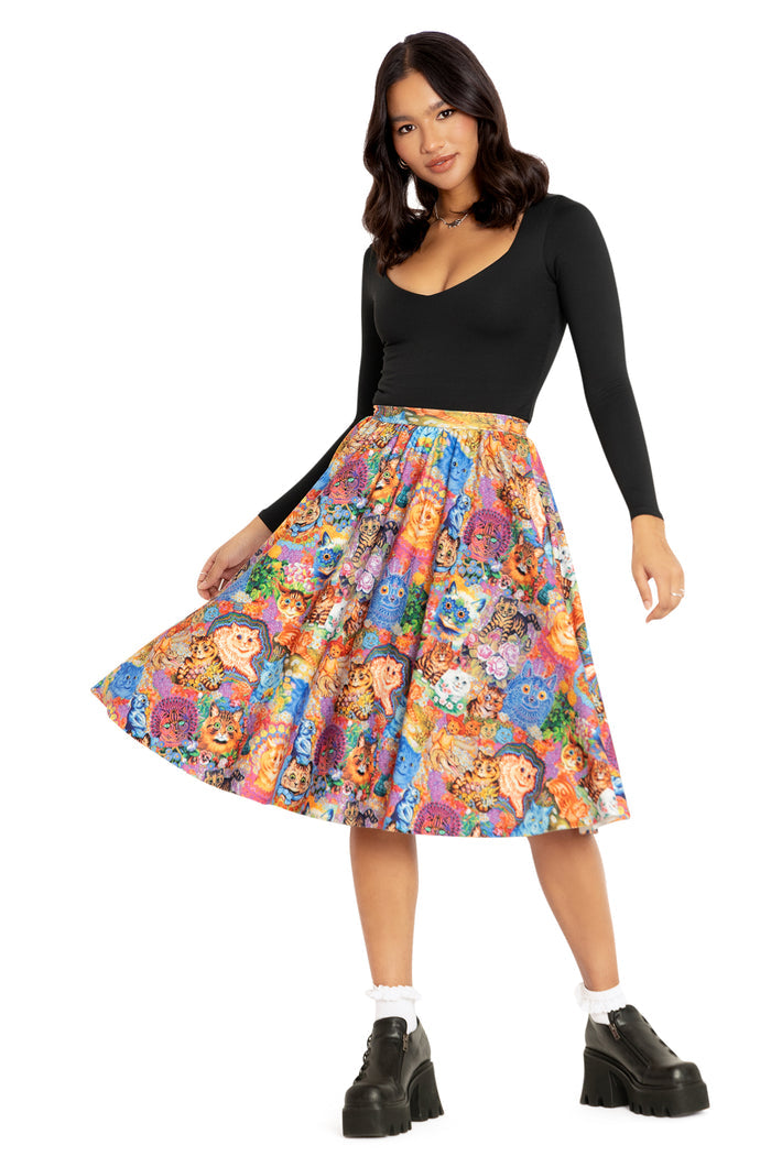 BlackMilk Clothing - Wain's Cats Pocket Midi Skirt