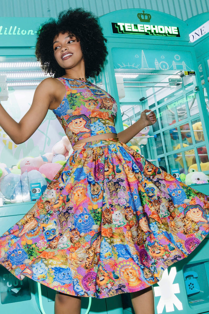 BlackMilk Clothing - Wain's Cats Pocket Midi Skirt
