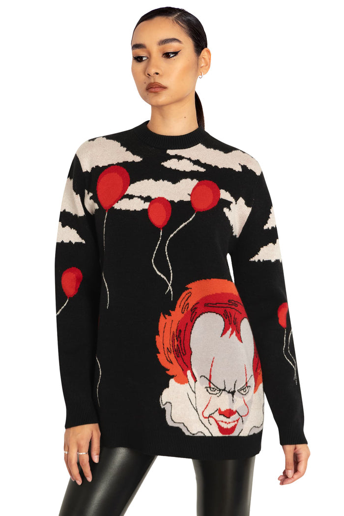 BlackMilk Clothing x Warner Brothers IT - We All Float Down Here Oversized Knit Sweater - Warner Bros. Merchandise - Collaboration apparel - Licenced.