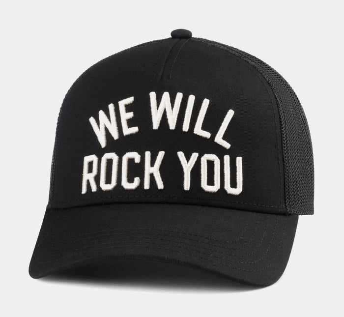 We Will Rock You Snapback Mens Hat (Black/White)