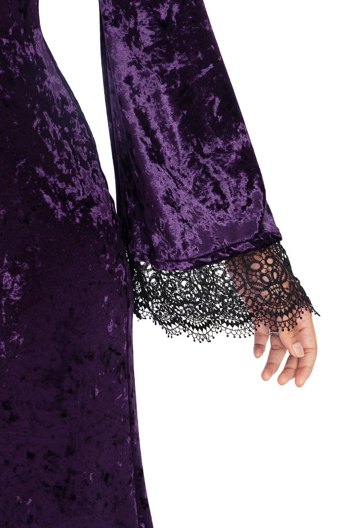 BlackMilk Clothing - Wiccan Crushed Velvet Split  Maxi Dress