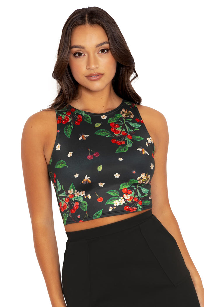BlackMilk Clothing - Wild Cherry Shiny Wifey Top