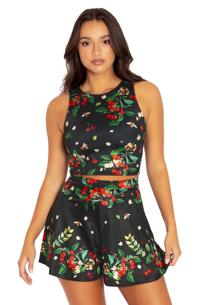 BlackMilk Clothing - Wild Cherry Shiny Wifey Top