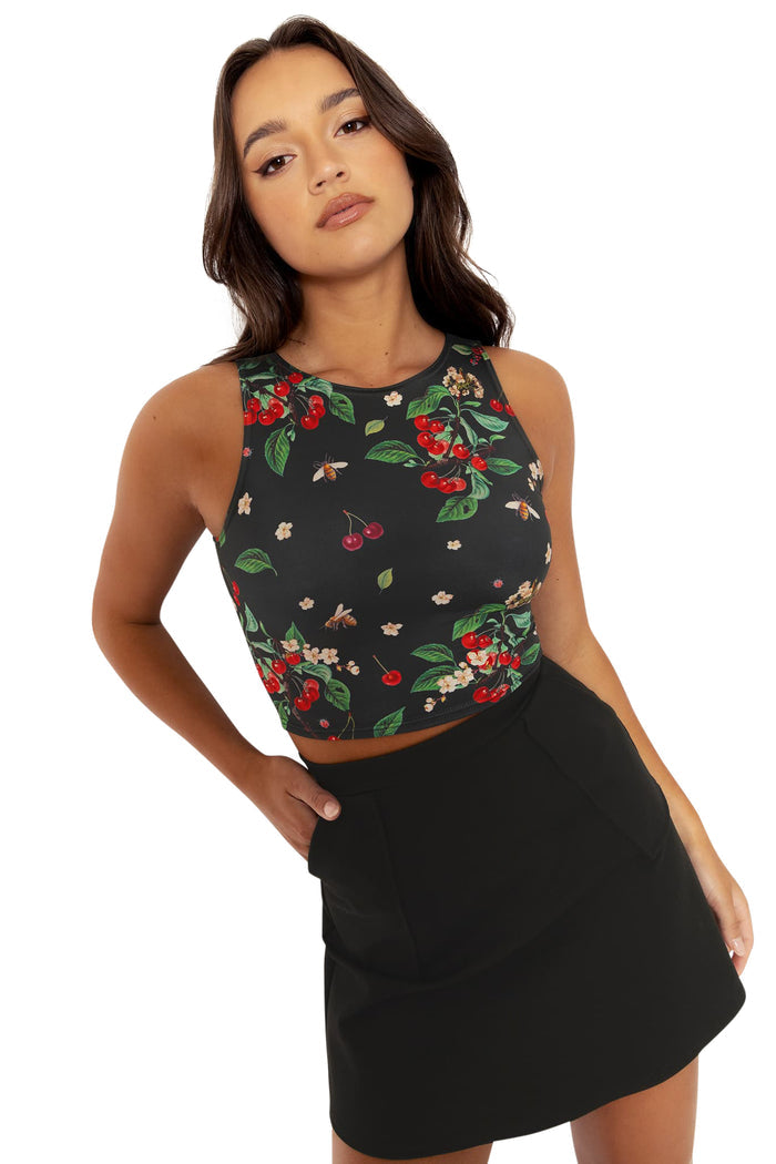 BlackMilk Clothing - Wild Cherry Shiny Wifey Top