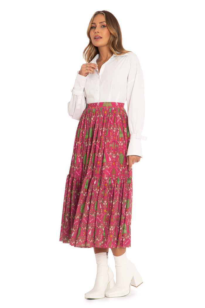 BlackMilk Clothing - Christmas Collection - Wreck The Halls - Wild Christmas Sheer Two Tier Midaxi Skirt