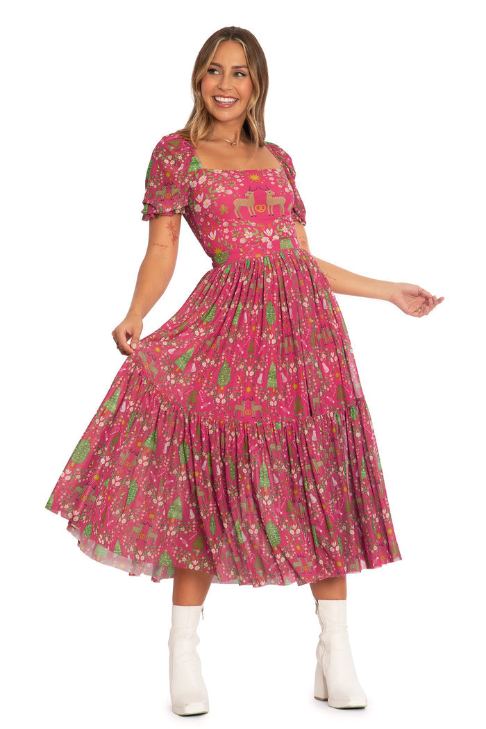BlackMilk Clothing - Christmas Collection - Wreck The Halls - Wild Christmas Sheer Two Tier Midaxi Skirt set
