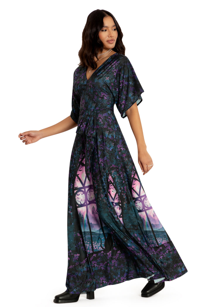 BlackMilk Clothing - Window To The Spirit Realm Slinky Kimono Maxi Dress