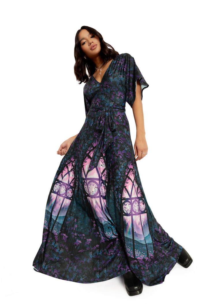 BlackMilk Clothing - Window To The Spirit Realm Slinky Kimono Maxi Dress