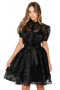 Witching Hour Puff Sleeve Buttoned Dress