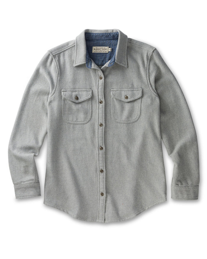 Gray blanket 
shirt with a collar on a white background