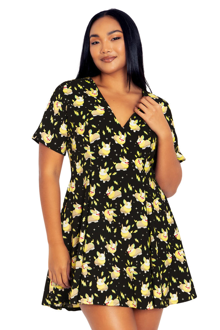 BlackMilk Clothing x Pokemon - Yamper V Dress - Pokémon Merchandise - Collaboration apparel - Licenced.