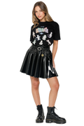 Model wearing Fallout x BlackMilk You’re Special Boyfriend Tee featuring Vault Boy S.P.E.C.I.A.L. design in pastel colours.